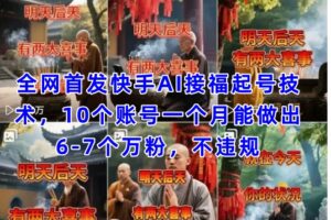 全网首发快手AI接福起号涨粉技术,10个账号一个月能做出6-7个万粉,不违规
