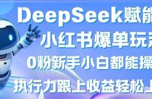 DeepSeek赋能小红书爆单玩法0粉新手小白都能操作，执行力跟上收益轻松上W，懒人勿做