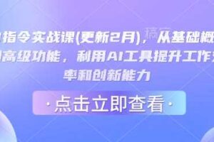 AI指令实战课(更新2月)，从基础概念到高级功能，利用AI工具提升工作效率和创新能力