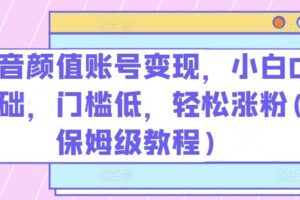 抖音颜值账号变现，小白0基础，门槛低，​轻松涨粉(保姆级教程)【揭秘】
