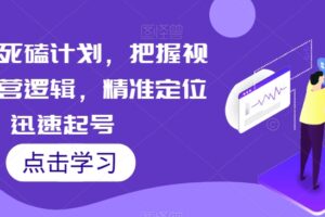 视频号死磕计划，把握视频号运营逻辑，精准定位迅速起号