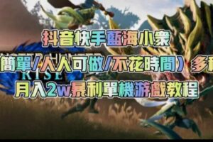 抖音快手蓝海小众（操作简单人人可做不花时间）多种变现月入2w＋暴利单机游戏教程