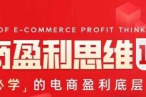 电商盈利思维10步曲，老板必学的电商盈利底层逻辑课