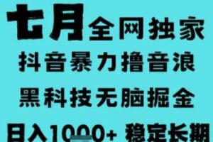 7月最新风口抖音无人直播撸音浪，长期稳定，非短期，全自动运行，低门槛无脑，日入1k+【揭秘】