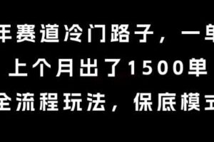 中老年赛道冷门路子，一单788，上个月出了1500单，全流程玩法，保底模式【揭秘】
