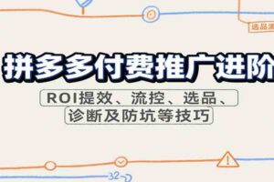 拼多多付费推广进阶，ROI提效、流控、选品、诊断及防坑等技巧
