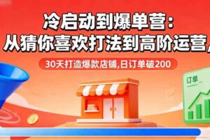 (16177期)冷启动到爆单营:从猜你喜欢打法到高阶运营,30天打造爆款店铺,日订单破200