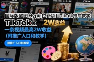 国际版醒图Hypic拉新项目TikTok推广教学,一条视频最高2W收益(附推广入口和教学)