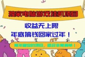 独家电脑游戏挂G项目,常年稳定,收益无上限,年底搞钱回家过年【揭秘】