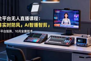 (16414期)全平台无人直播课程:非实时防风+AI智播智剪+多平台矩阵,10月全套技术