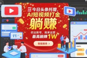 今日头条托管,AI短视频打金,你出账号,我来运营,最高躺賺1W【揭秘】