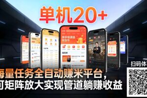 工作室必备手机自动搬砖单机20+，多平台海量任务持续更新【2026源头首发】