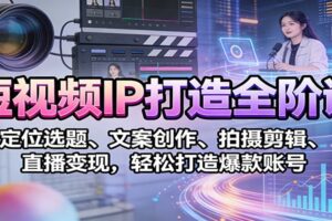 短视频IP打造全阶课：定位选题、文案创作、拍摄剪辑、直播变现，轻松打造爆款账号