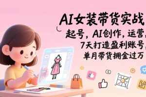（17088期）AI女装带货实战：起号，AI创作，运营，7天打造盈利账号，单月带货佣金过万