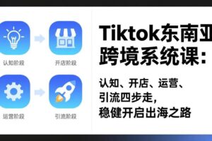 (17243期)TikTok东南亚跨境系统课:认知、开店、运营、引流四步走,稳健开启出海之路