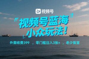 视频号蓝海小众玩法!外面收费399,零门槛日入3张+,老少皆宜