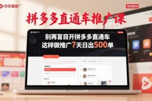 拼多多直通车推广课，别再盲目开拼多多直通车，这样做推广7天日出500单