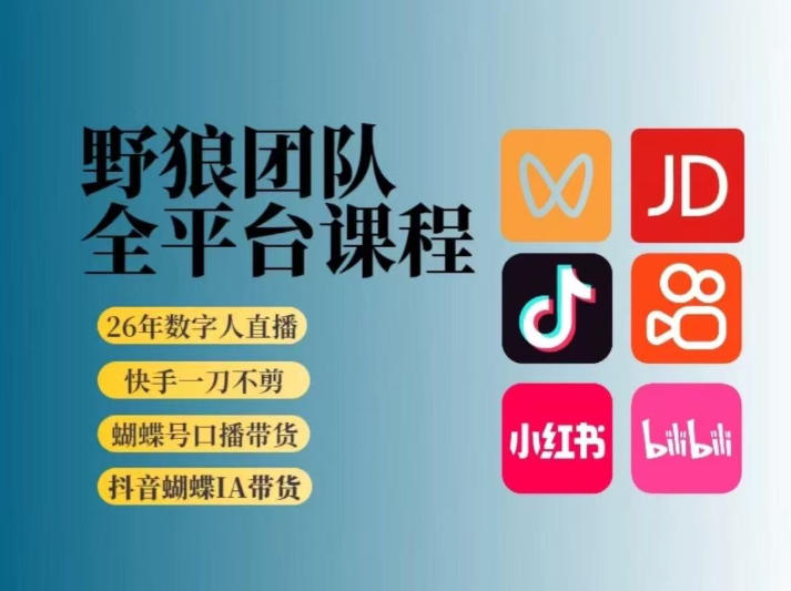 野狼团队2026新版全平台短视频带货教学，打开流量突破口，开始Ai带货（更新26年3月）