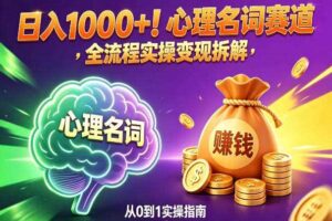 心理名词赛道,新手小白也能做,全流程项目拆解,单日变现1k+
