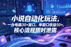 小说挂G自动化玩法，一台电脑30+窗口，单窗口收益50+，核心流程限时泄露【揭秘】