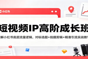 短视频IP高阶成长班：拆解小红书底层流量逻辑，对标选题+拍摄剪辑+ 精准引流实战教学