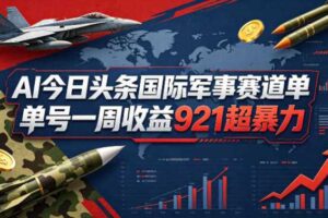 AI今日头条国际军事赛道，单号一周收益921，超暴力