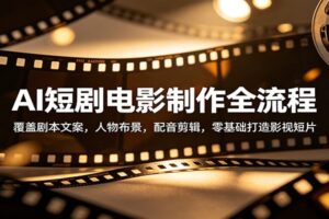 AI短剧电影制作全流程：覆盖剧本文案，人物布景，配音剪辑，零基础打造影视短片
