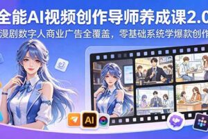 (18505期)全能AI视频创作导师养成课2.0,漫剧数字人商业广告全覆盖,零基础系统学爆款创作