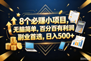 （18530期）9个必赚钱的小项目，百分百赚米，无脑简单，副业首选，日入399+