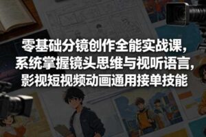 零基础分镜创作全能实战课,系统掌握镜头思维与视听语言,影视短视频动画通用接单技能
