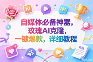 (18648期)玫瑰克隆神器,一键ai,爆款工具,自媒体必备,60多个功能,的详细教程