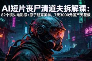(18649期)AI短片《丧尸清道夫》拆解课:82个镜头电影感+原子朋克美学,7天3000元国产天花板