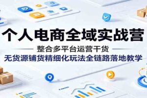 个人电商全域实战营：整合多平台运营干货，无货源铺货精细化玩法全链路落地教学