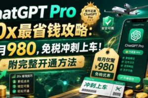 ChatGPT Pro 20x最省钱攻略:每月980,免税冲刺上车!附完整开通方法【文档】