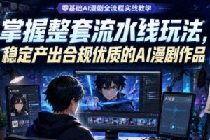 零基础AI漫剧全流程实战教学,掌握整套流水线玩法,稳定产出合规优质的AI漫剧作品