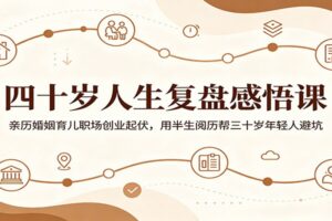 四十岁人生复盘感悟课:亲历婚姻育儿职场创业起伏,用半生阅历帮三十岁年轻人避坑