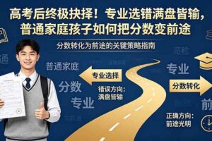 (18931期)付费文章:高考后终极抉择!专业选错满盘皆输,普通家庭孩子如何把分数变前途