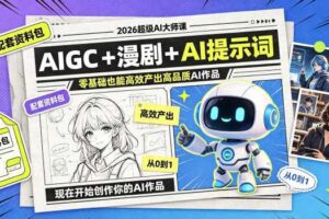 2026超级AI大师课,AIGC+漫剧+AI提示词+配套资料包,零基础也能高效产出高品质AI作品