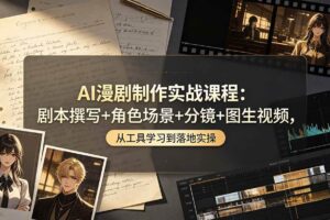 (19020期)AI漫剧制作实战课程:剧本撰写+角色场景+分镜+图生视频,从工具学习到落地实操