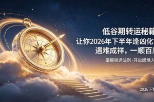 (19024期)付费文章:低谷期转运秘籍,让你2026年下半年逢凶化吉,遇难成祥,一顺百顺。