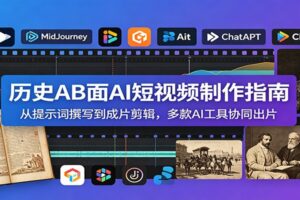 历史AB面AI短视频制作指南:从提示词撰写到成片剪辑,多款AI工具协同出片