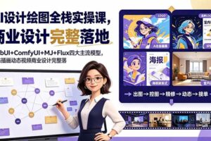 (19244期)AI设计绘图全栈实操课,WebUI+ComfyUI+MJ+Flux四大主流模型,静态插画动态视频商业设计完整落地教程