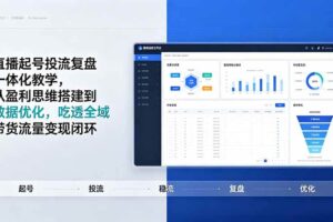 (19241期)直播起号投流复盘一体化教学,从盈利思维搭建到数据优化,吃透全域带货流量变现闭环