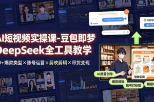 (19261期)AI短视频实操课-豆包即梦DeepSeek全工具教学 | 30+爆款类型×账号运营×剪映剪辑×带货变现。