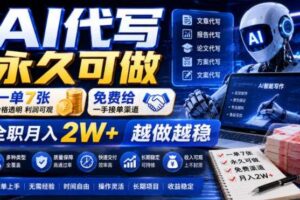 AI代写永久可做,一单7张,免费给一手接单渠道,全职月入2W+越做越稳【揭秘】