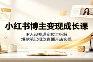 小红书博主变现成长课:IP人设赛道定位全拆解,爆款笔记投放直播开店实操