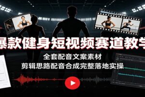 爆款健身短视频赛道教学:全套配音文案素材,剪辑思路配音合成完整落地实操
