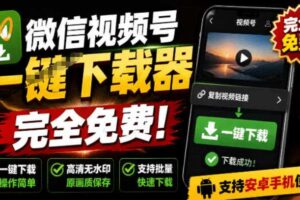 手机端也可下载微信视频号了?完全免费使用,一键解析视频号原视频和封面视频号下载助手v1.1