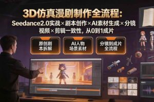 (19341期)3D仿真漫剧制作全流程:Seedance2.0实战×剧本创作×AI素材生成×分镜视频×剪辑一致性,从0到1成片