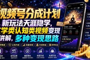 视频号分成计划新玩法天涯隐学,玄学类认知类视频变现讲解,多种变现思路